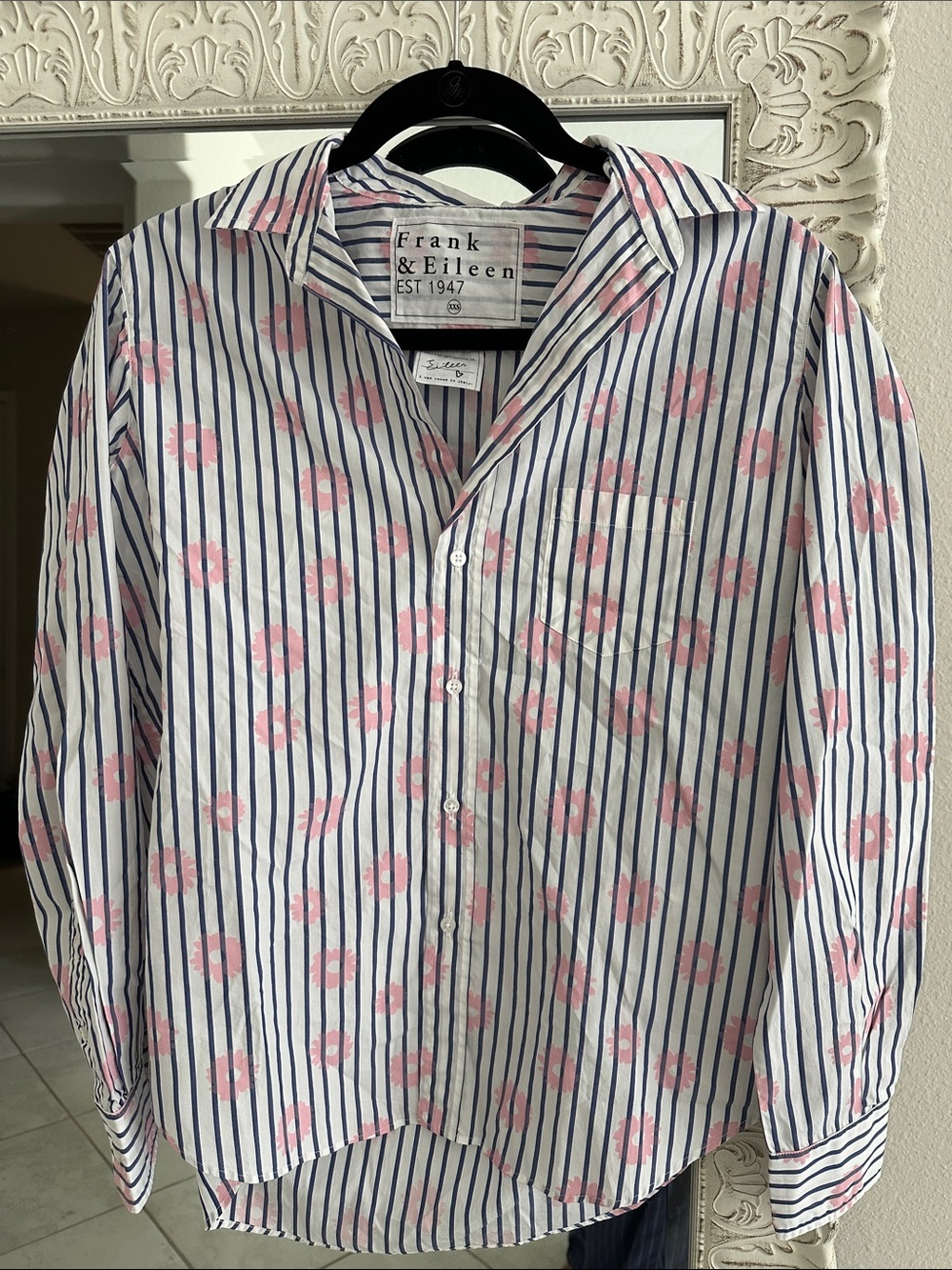Frank & Eileen Crisp Cotton Stripes and Floral Button Down